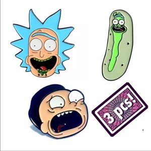 Set of 3 Rick and Morty Lapel Pins Pickle Rick